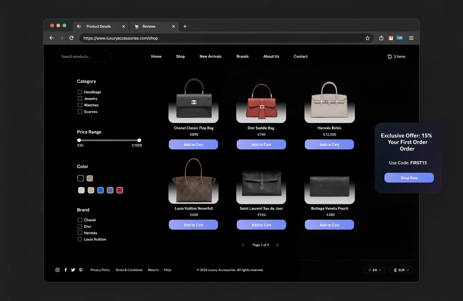 Voorbeeld van een webshop