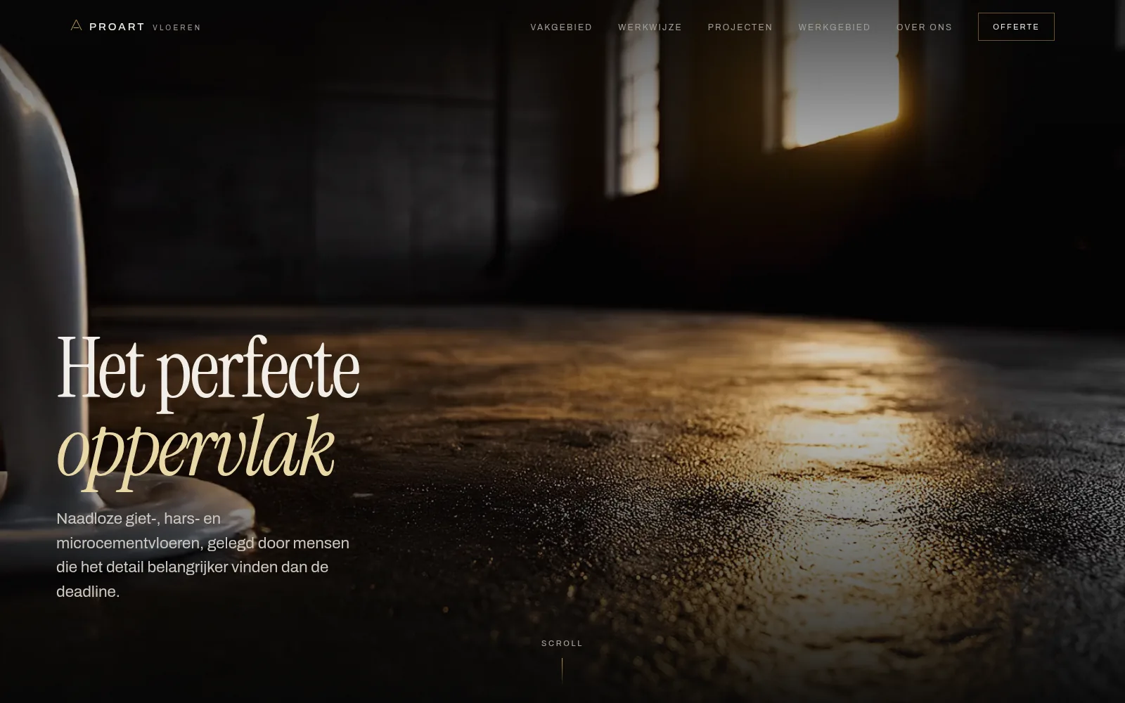 De website van ProArt Vloeren, specialist in naadloze gietvloeren uit Overdinkel